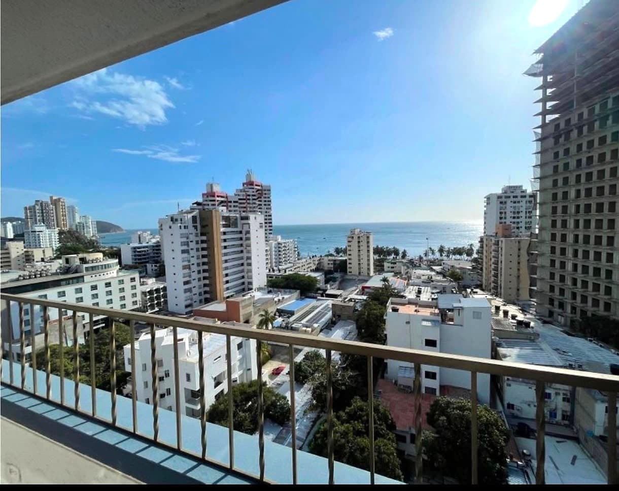 Panoramic ocean and El Rodadero view from the apartment balcony
